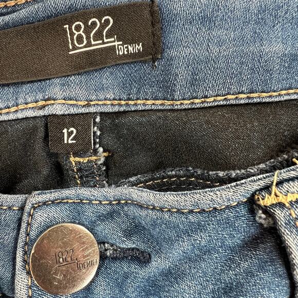 1822 Denim Mid Rise Skinny Ankle Jeans Womens 12 32x26.5 Medium Wash Jeggings - Picture 3 of 6